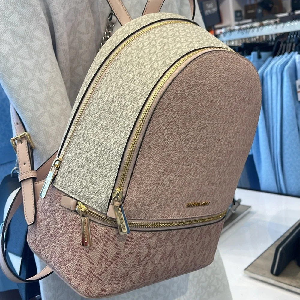 MICHAEL KORS Rhea Medm Zip Color-Block Signature Logo Backpack
PWD BLSH MLT
NWT - Picture 11 of 16